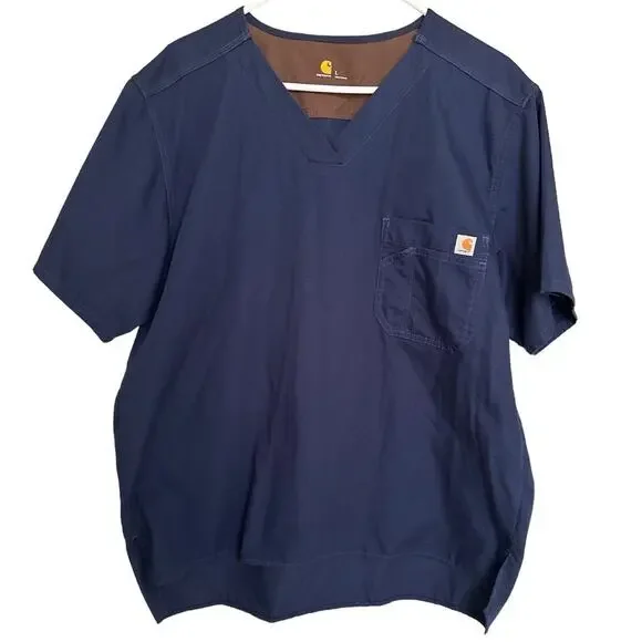 Carhartt Men's Ripstop Utility Scrub Top Navy Blue Size: Large - Picture 1 of 7